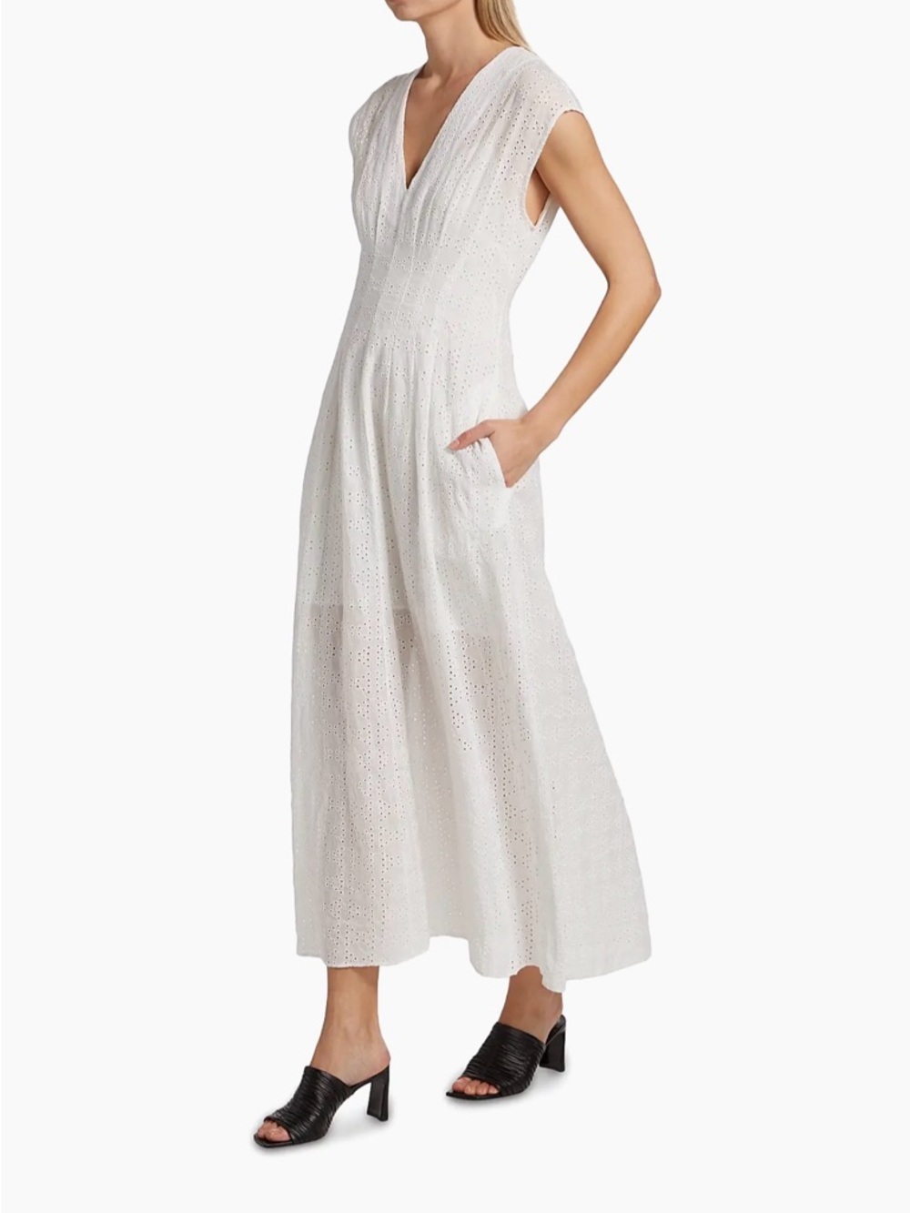 rag & bone White Eyelet V-Neck Dress - Picture 2 of 11